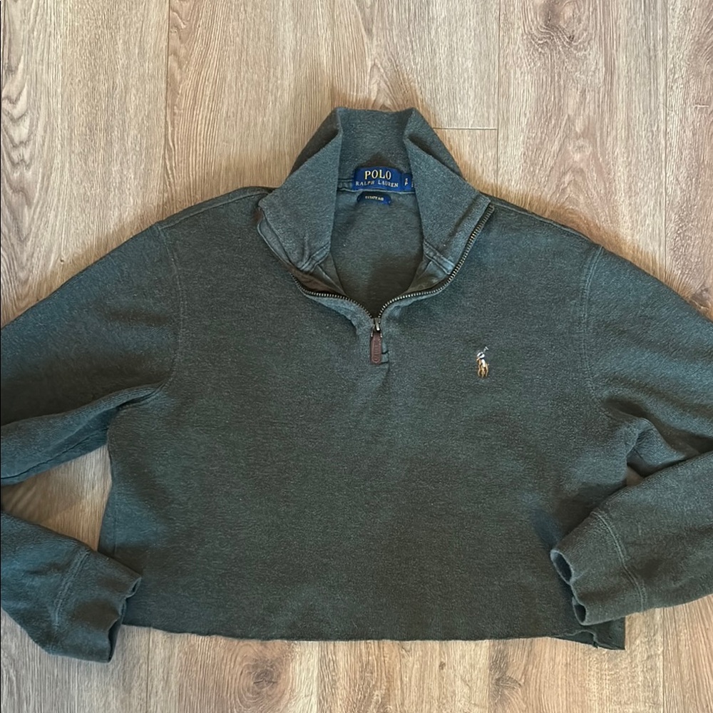 Polo by Ralph Lauren Green Zip Up cropped Sweater size S